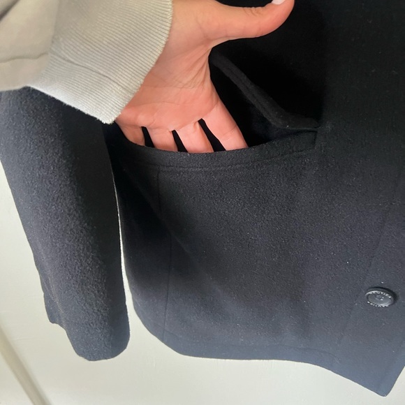 Men’s Nautica Zipper and Button Black Wool Pea Coat - Picture 7 of 9